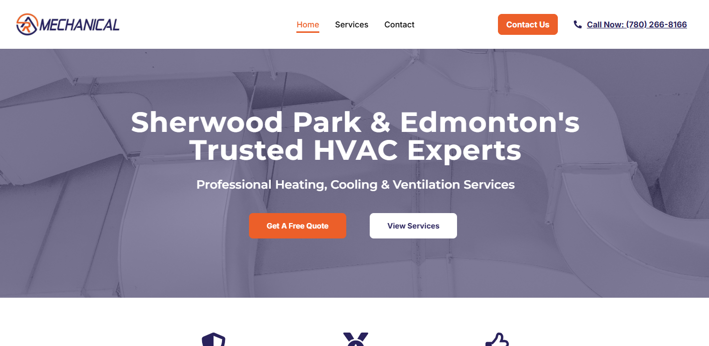 R.A. Mechanical website homepage